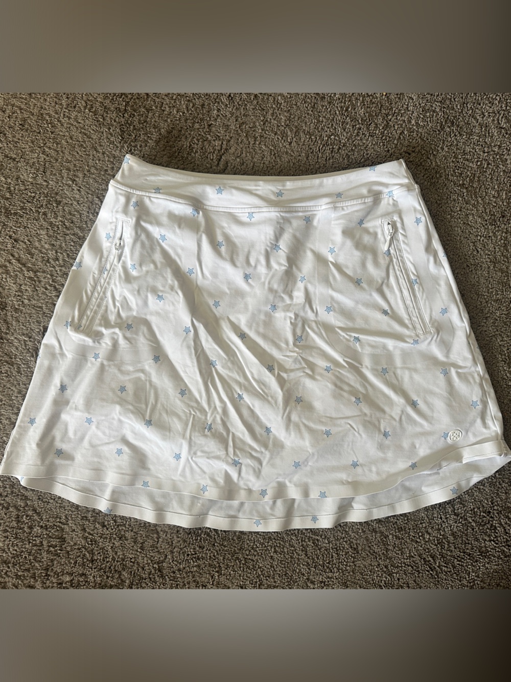G/Fore White Skort with Light Blue Star Print